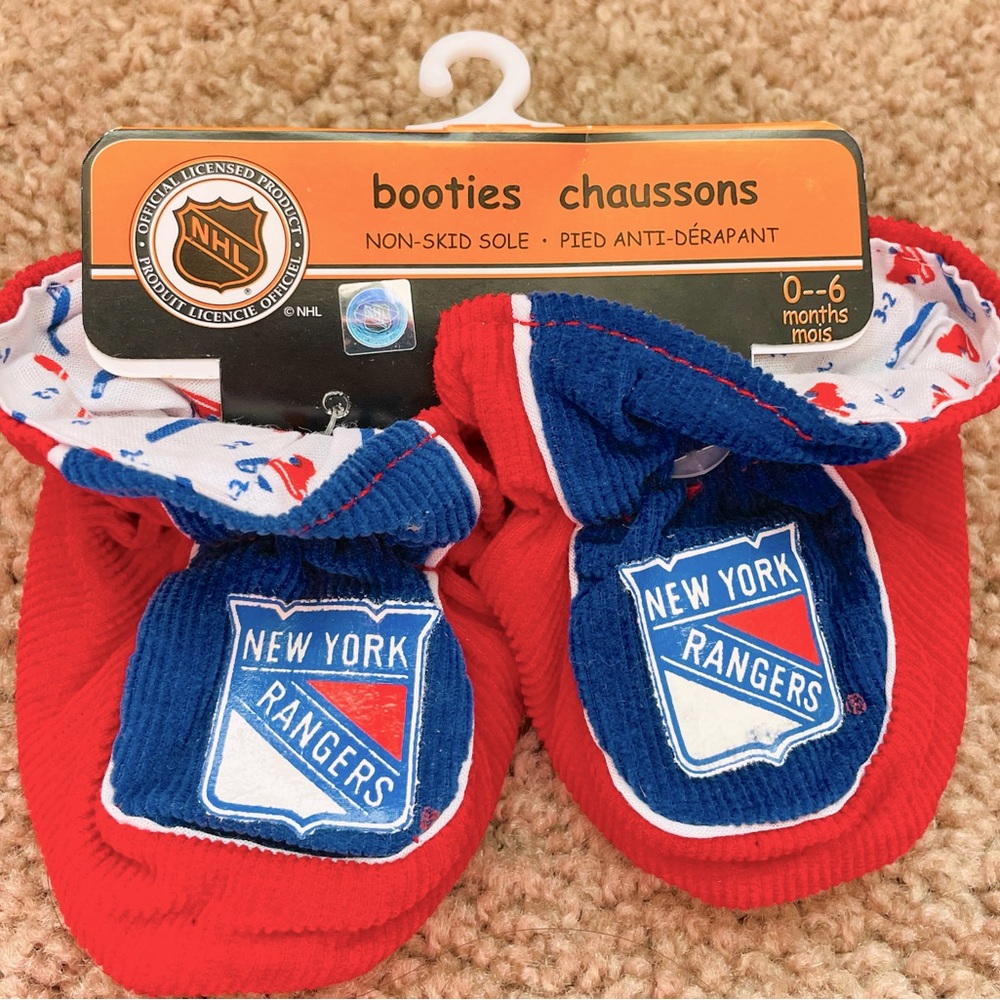 Hockey NHL New York Rangers Baby Bootie Slippers Non skid bottom 0 - 6 m infant